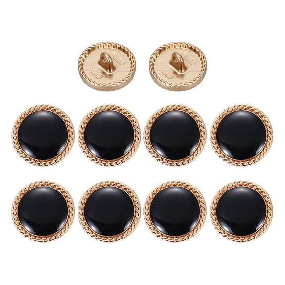 Metal Vintage Gold Button 17.5mm Round Metal Sewing Button Alloy Shank Replacement for Women's Suit Woolen Coat Shirt Dress Sewing, Black Pack of 10