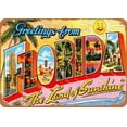 thumbnail image 1 of Metal Vintage Greetings from Florida Retro Poster Plaque Tin Sign Wall Decor for Kitchen Bar Pub Farm House Metal Sign Vintage Home Decor Rustic Tin Signs Wall Art Metal Poster 8x12 inch, 1 of 5