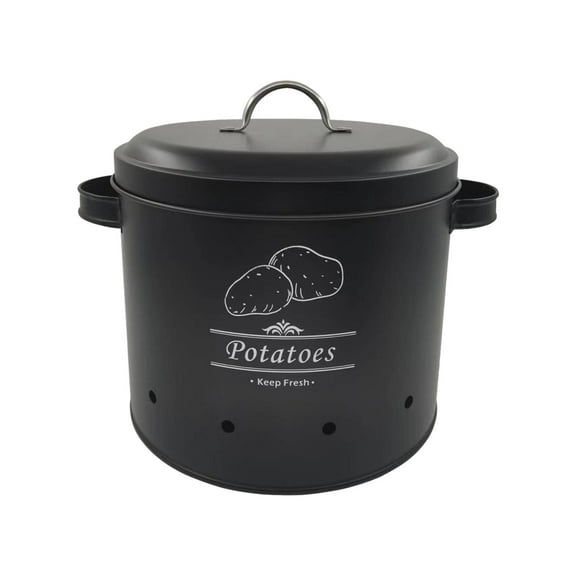 Metal Vintage Vegetables Storage Bin Farmhouse Storage Tins for Counter Decor black potatoes