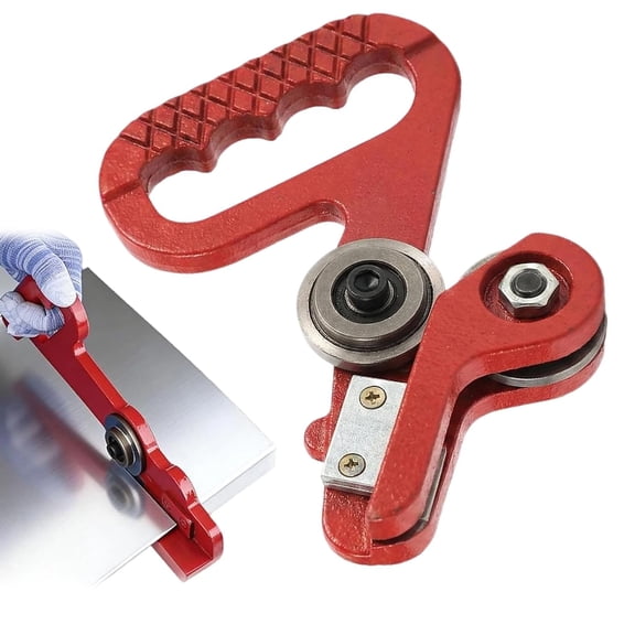 Metal and Vinyl Slitter, 7.8/13.7 Inch Portable Sheet Metal Cutter, Hand Pull Dual-Wheel Slitter Tool, for Steel, Aluminum, Plastic, Cardboard (Can cut 1 thick steel plate)Q