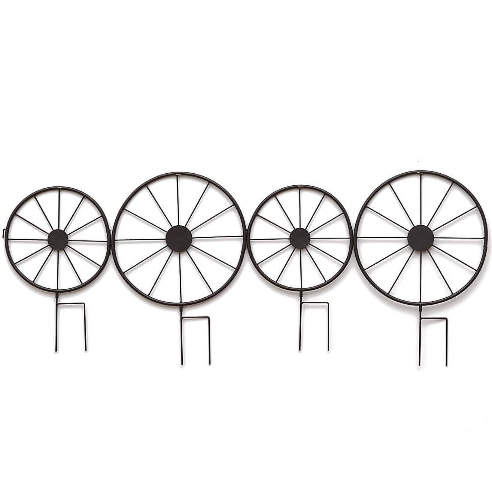 Rustic Black Metal Wagon Wheel Garden Fence Decor