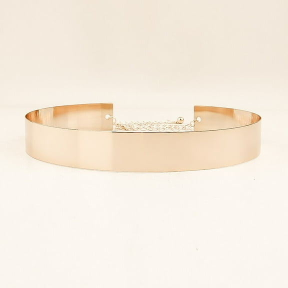 Metal Waist Belt Women Shiny Polished Mirror Chain Belts Metallic Waistband Adjustable Body Link Dress Belts
