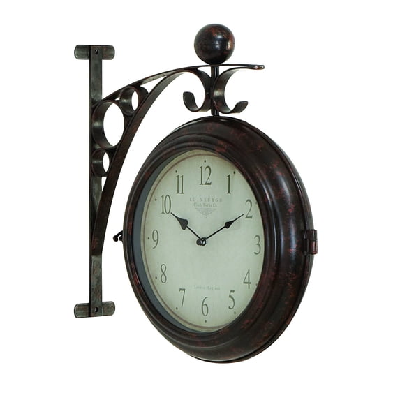 Metal Wall 2 Side Clock Designed With Antique Look