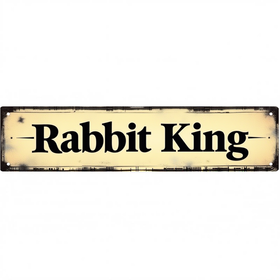 Metal Wall Art 16*4 inches "Rabbit King" Distressed Retro Tin Signs Home Decor