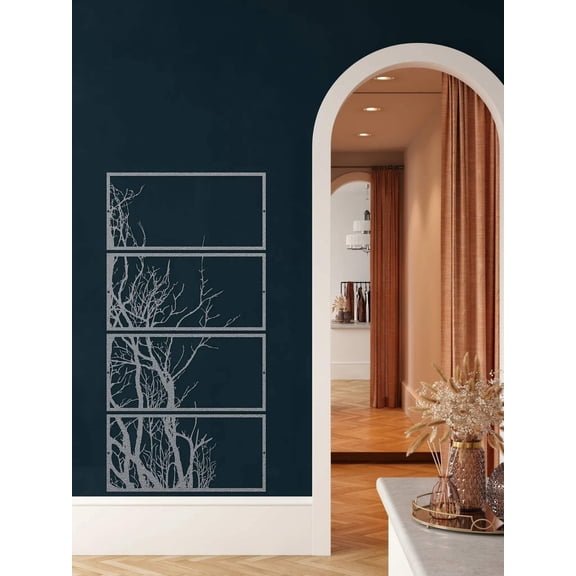 Metal Wall Art, 4 Panels Tree of Life Decor