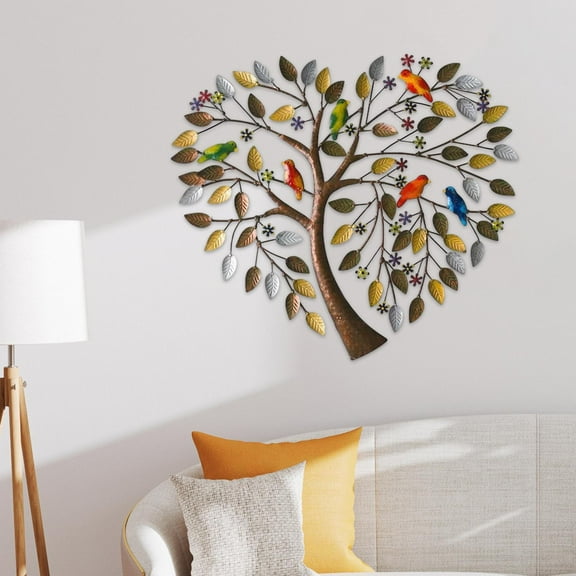 Metal Wall Art Artwork Ornament Iron Heart Shape ,Wall Metal Pendant Metal Tree Wall Sculpture for Accessories Kitchen Indoor 30cmx30cm