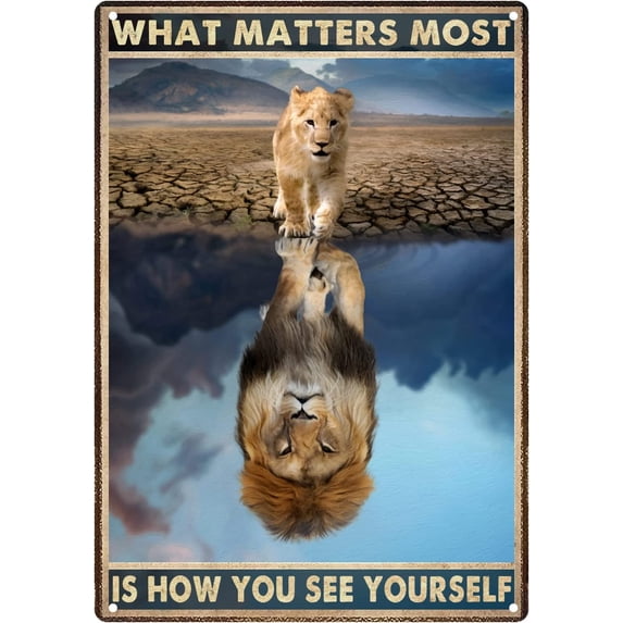 Metal Wall Art for Bedroom What Matters Most is How You See Yourself Retro Metal Tin Sign Vintage Sign for Home Outside Farm Garden Coffee Wall Decor Metal Decorations Funny Signs 8x12 inch