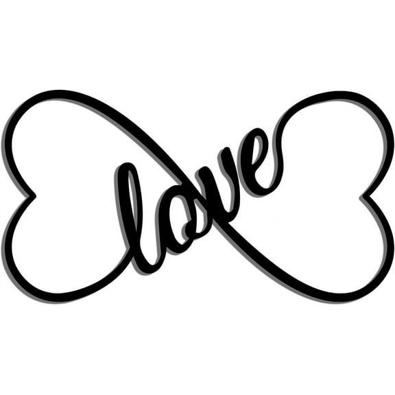 Metal Wall Art Black Metal Wall Decor Bowknot with Word Love Hanging Elements for Bedroom Living Room Bathroom House Wall Decoration about 11.8x8.7inch