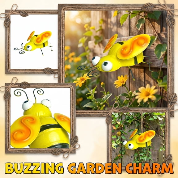 Metal Wall Art Bumble Decor Outdoor Garden Yard Hanging Whimsical Wall Art for Living Room Bedroom Kitchen Patio Porch Home Decor