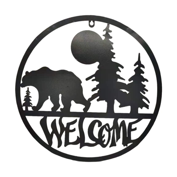 Metal Wall Art Decor Bear Forest Tree Wall Hanging Sculpture Rustic Farmhouse