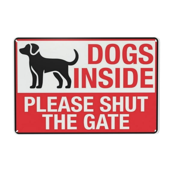Metal Wall Art Decor Dogs Inside Please Shut The Gate Tin Sign Warning Metal Sign Vintage Sign Wall Decor for Home Farm Bar Coffee Shop Club Decoration 8x12 Inch