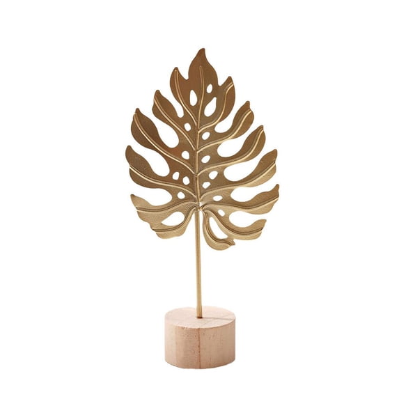 Metal Wall Art Decor Gold Iron Sculpture Double Leaf Feather Snowflake Design
