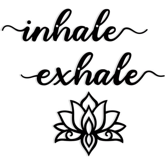 Metal Wall Art Decor Inhale Exhale Metal Art Home Decor Hanging Decoration Line Wall Sculpture Kitchen Decoration Indoor Outdoor Ornaments for Bedroom Living Room 11.8x11 Inch