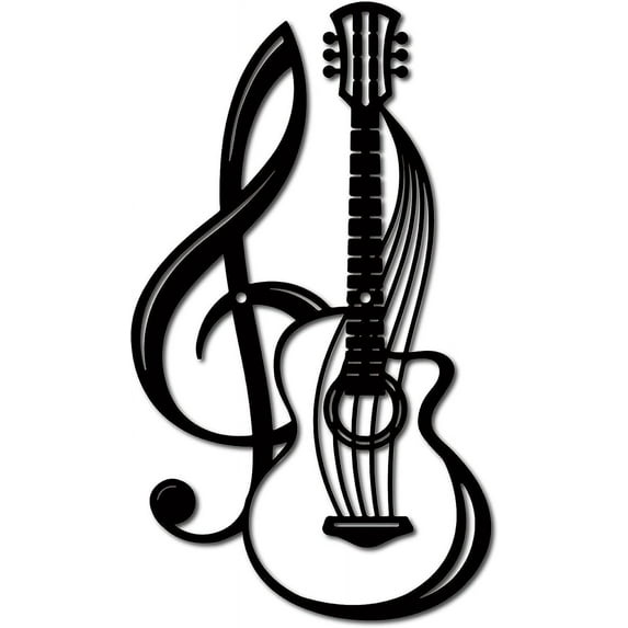 Metal Wall Art Decor Musical Instruments Black Wall Signs Guitar Iron Hanging Metal Ornament Sculpture for Balcony Garden Home Living Room Decoration Outdoor Indoor Gifts 11.8x6.8Inch