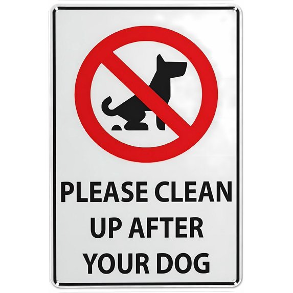Metal Wall Art Decor Please Clean Up After Your Dog - 8"x12" Warning Metal Sign, Pet Waste Decor for Home Farm Bar Coffee Shop Club Wall