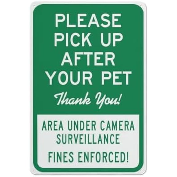 Metal Wall Art Decor Please Pick Up After Your Pet Thank You Area Under Camera Surveillance Metal Signs 12X8 Inch Rust Free Aluminum Uv Ink Printing Durable/Weatherproof Outdoor For Home