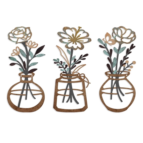 Metal Wall Art Decor – Wrought Iron Vase Wall Hanging, Decorative Background Wall Sculpture for Bedroom and Living Room
