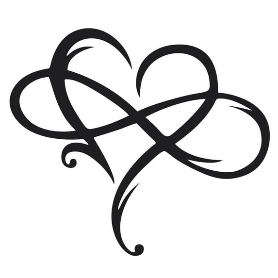 Metal Wall Art - Eternal Wrought Iron Decoration, Infinity Heart-Steel Wall Decor, Indoor Ornaments 17*20cm Black