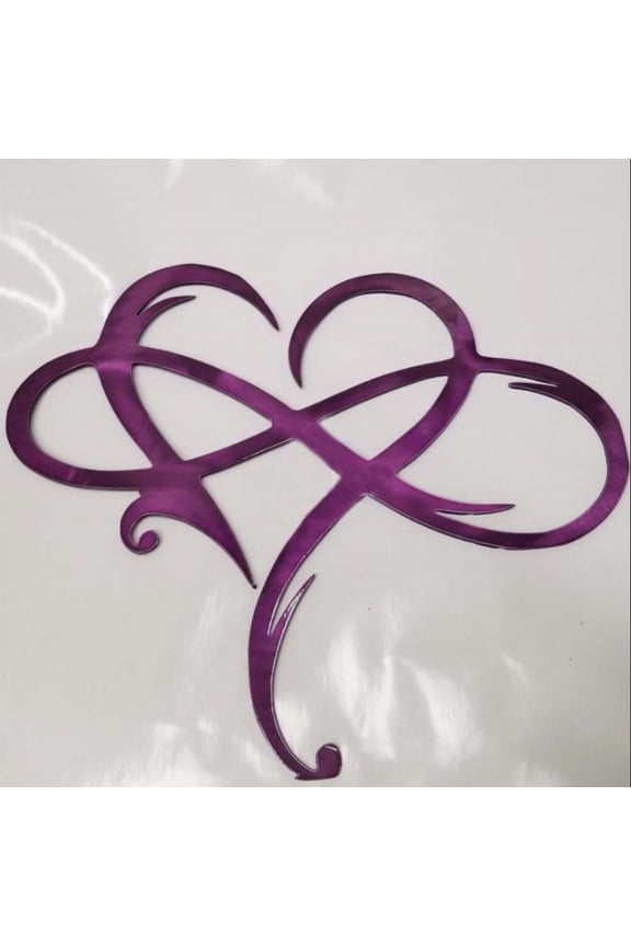 Metal Wall Art Infinity Heart, Usupdd Wrought Iron Wall Decor 17x20cm, Indoor Ornament for Bedroom Living Room Entryway, Purple