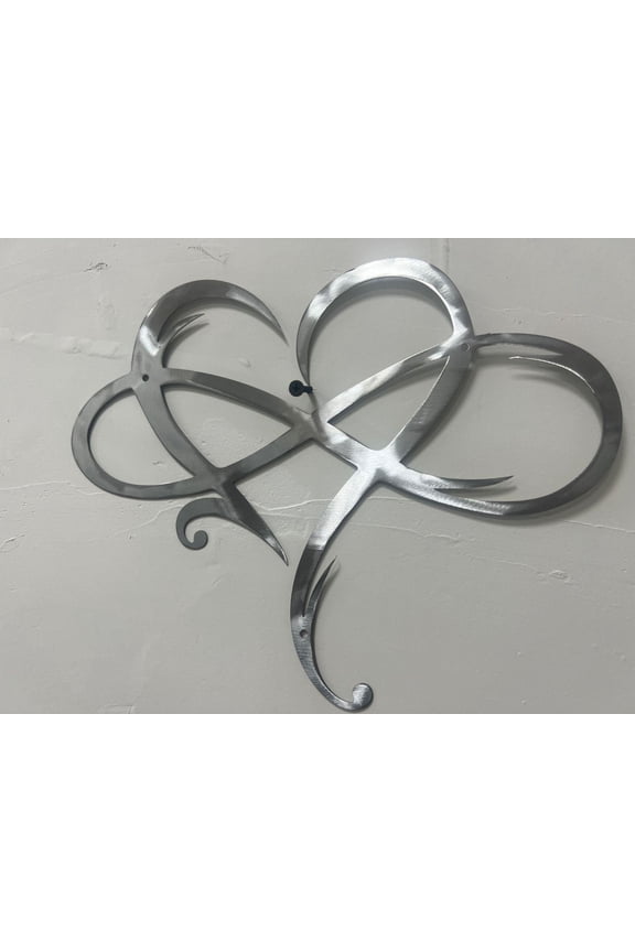 Metal Wall Art Infinity Heart, Usupdd Wrought Iron Wall Decor 17x20cm, Indoor Ornament for Bedroom Living Room Entryway, Silver