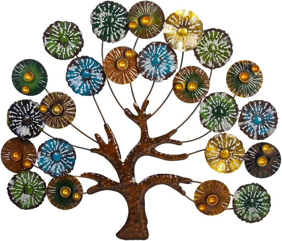 SUN RDPP Tree Of Life Wall Art Decor, 60cm / 23.6inch Large Metal Family Tree Outdoor Wall Sculpture, Hollowed Tree Of Life Wall Decor Hanging For Garden Office Bedroom Living Room (BLACK