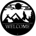 thumbnail image 1 of Metal Wall Art Mountain Decor Wall Hanging Plaques Ornaments Iron Welcome Wall Art Sculpture Sign for Indoor Outdoor Home Living Room Kitchen Garden Office Decoration Gift Black 11.8inch, 1 of 7