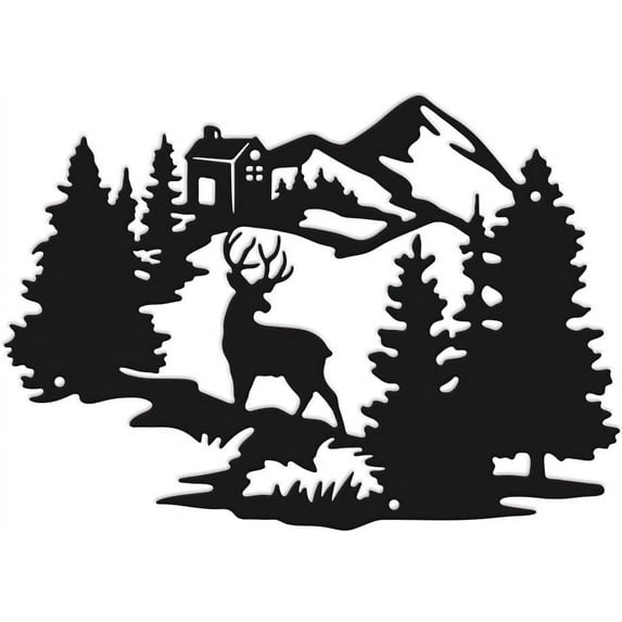 Metal Wall Art Mountain Metal Wall Decor Deer Artwork Rustic Nature Wall Decor Home Decor Living Room Farmhouse Wall Art Signs