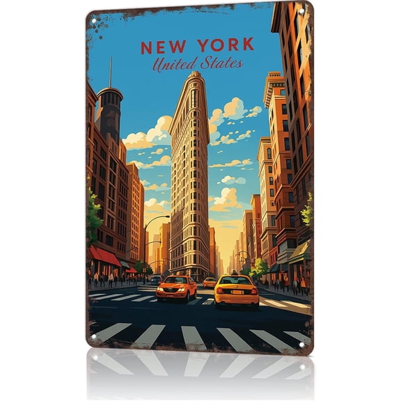 Metal Wall Art Sign Vintage New York City Aluminum Tin Poster 8x12 Inch for Home Bar Office Decor