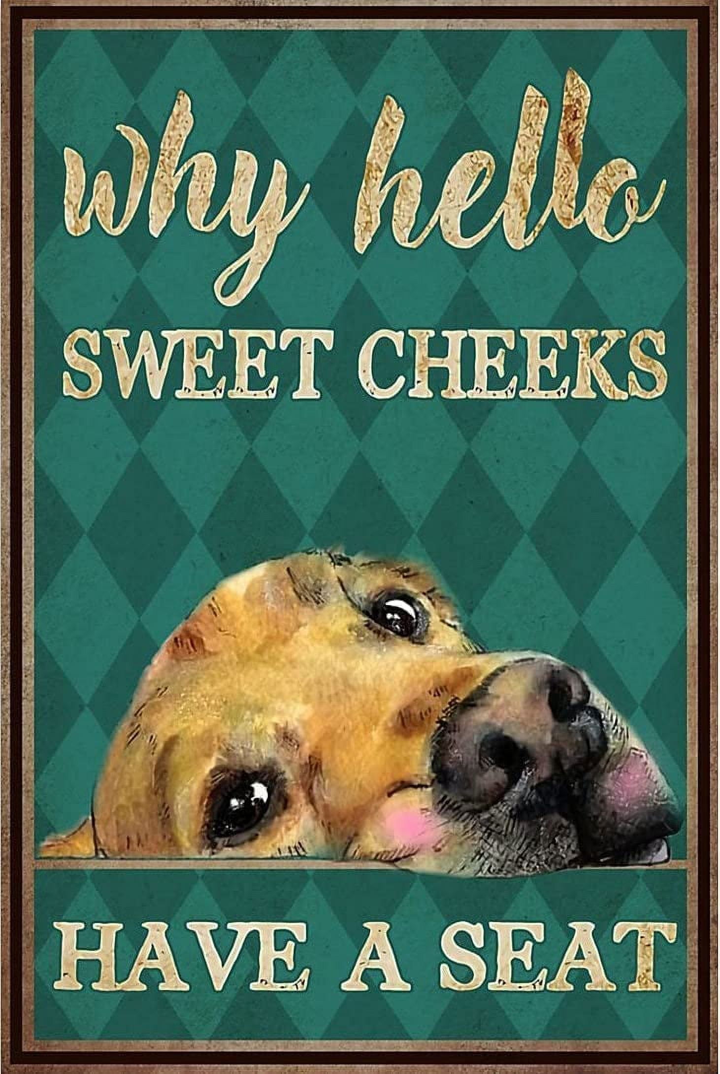 Targa In Metallo Divertente Why Hello Sweet Cheeks | Cartello Retrò Per Cani Chihuahua | Decorazione Da Parete 20x30 Cm Per Casa, Bar, Ufficio - 2