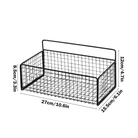 Metal Wall Basket for Kitchen and Bathroom Storage - Iron Mesh Organizer Rack for Toiletries Spices