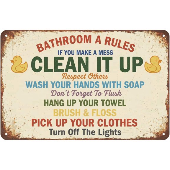 Metal Wall Bathroom Rules Tin Sign Plaque Vintage Summer Poster Beach Decor For Bar House Seaside Decorative Plate 8x12Inch Nostalgic Signs Plates Printed