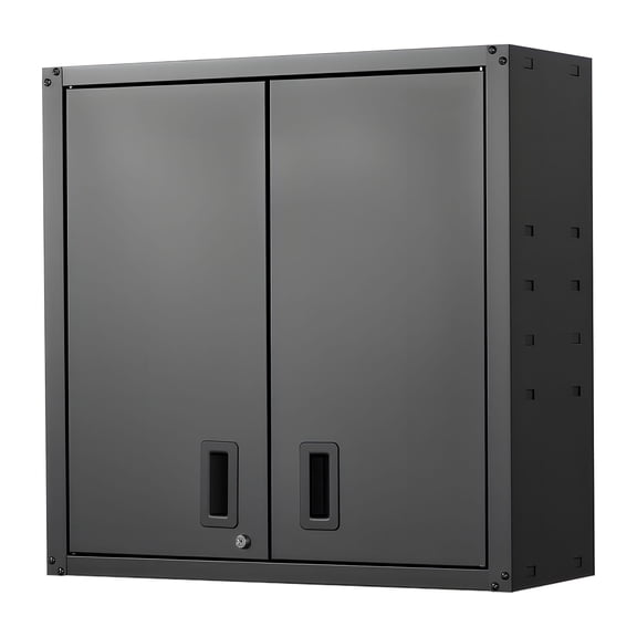 Metal Wall Cabinet, 30W x 12.2D x 30H Inch, Steel Floating Hanging Storage Cabinet with Locking Doors and Adjustable Shelf for Garage, Basement, Kitchen, Warehouse Assembly Required, Black
