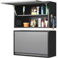 thumbnail image 1 of Metal Wall Cabinet, Garage Wall Cabinet with Up-Flip Door, 19.7" H Wall Mounted Metal Storage Cabinet for Kitchen,Garage,Basement,Ware House Assembly Required (Black Gray 31.5" W), 1 of 9