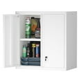 thumbnail image 1 of Metal Wall Cabinet, Garage Wall Mounted Storage Cabinet with Adjustable Shelves, Hanging Metal Tool Storage Cabinet with Lock for Garage, Home Office, Kitchen,White, 1 of 9