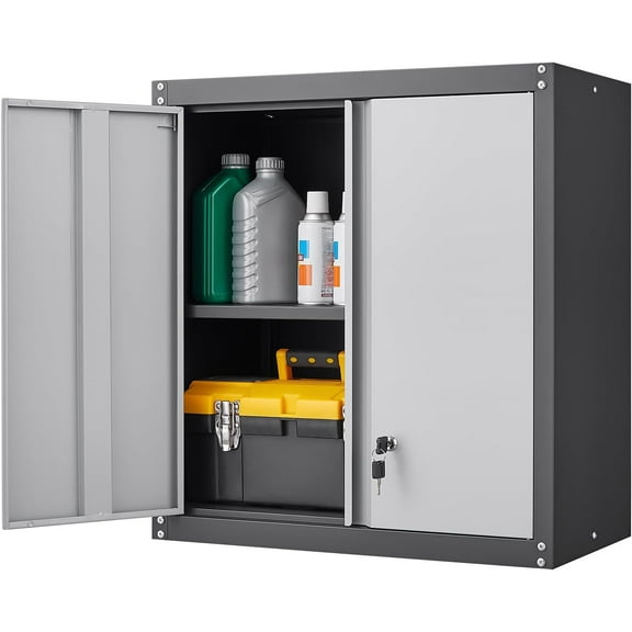 Metal Wall Cabinet,Locking Cabinet with Shelves,Wall Mounted Storage Cabinet1 for Basement,Home,Garage,Gray