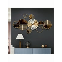 33.9×16.9 Inch Creative 3D Metal Decorative Wall Clock - Silent No-Ticking Modern Art Clock for Living Room & Bedroom Wall Decor