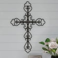 thumbnail image 1 of Metal Wall Cross with Decorative Fleur De Lis Design- Rustic Handcrafted Religious Wall Art for Décor in Living Room, Bedroom, More by Lavish Home, 1 of 7