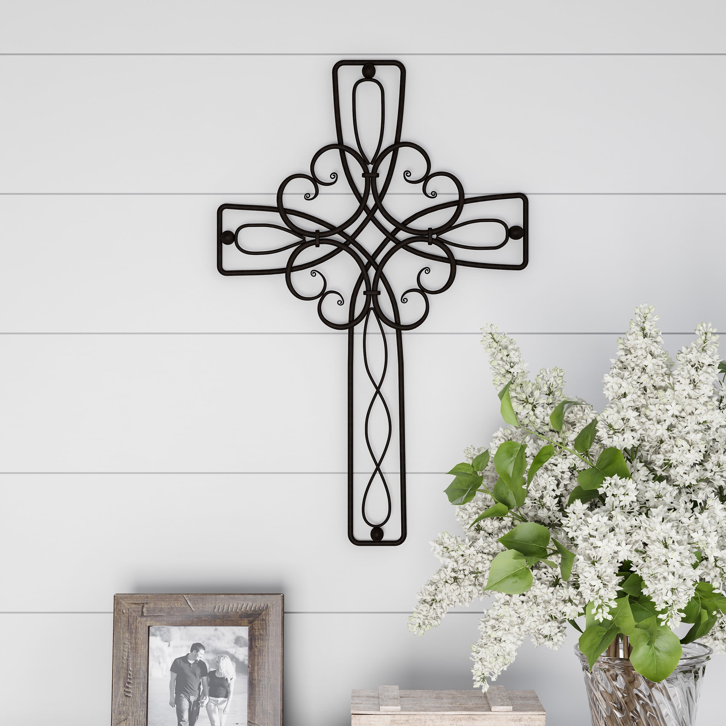 Lavish Home Distressed Brown Rustic Metal Wire Stemmed Flower Wall Art