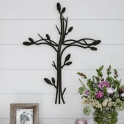 Metal Wall Cross with Decorative Intertwined Vine Design- Rustic Handcrafted Religious Art for Décor in Living Room, Bedroom, More by Lavish Home