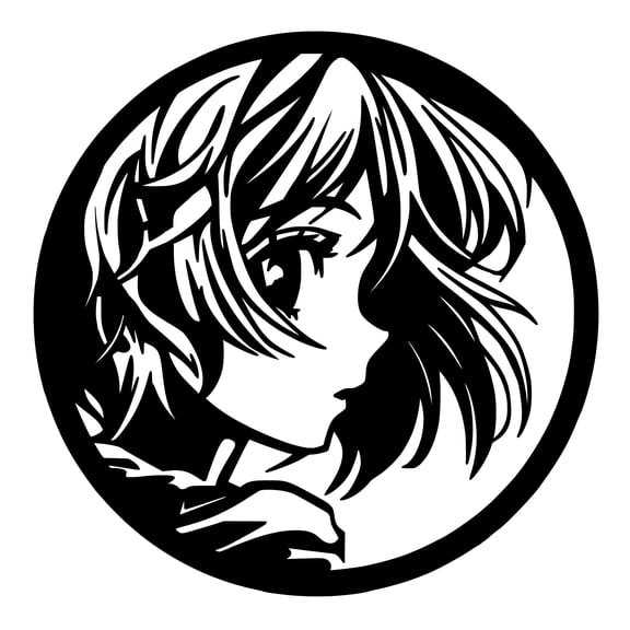 Metal Wall Decor | 35'' x 35'' x 0.05'' Anime Girl Face Character Themed Wall Art | Handmade Wall Decorations for Living Rooms, Lounges, and Bedrooms (35'' x 35'', Anime Girl Face, Black)