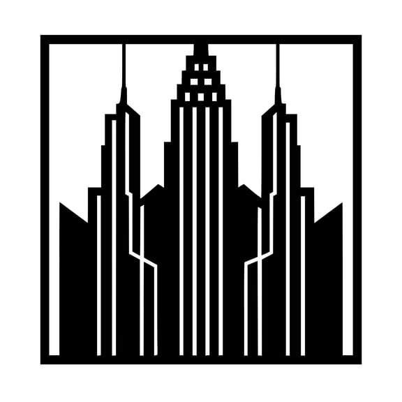 Metal Wall Decor | 35'' x 35'' x 0.05'' City Skyline Art Themed Wall Decorations | Handmade Indoor and Outdoor Wall Art (35'' x 35'', City Skyline, Black)