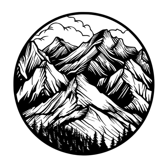Metal Wall Decor | 35'' x 35'' x 0.05'' Mountains Themed Metal Wall Art | Handmade Indoor and Outdoor Wall Decorations