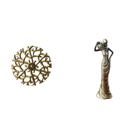 Metal Wall Decor African Tribal Lady Sculpture Collectible Vintage Wrought Iron Material for Living Room Bedroom Office