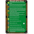 thumbnail image 1 of Metal Wall Decor for Bedroom Billiard Pool Rules of 8 Ball Metal Sign Vintage Home Decor Rustic Aluminum Tin Signs Wall Art Metal Poster for Bar 8x12 inch, 1 of 5