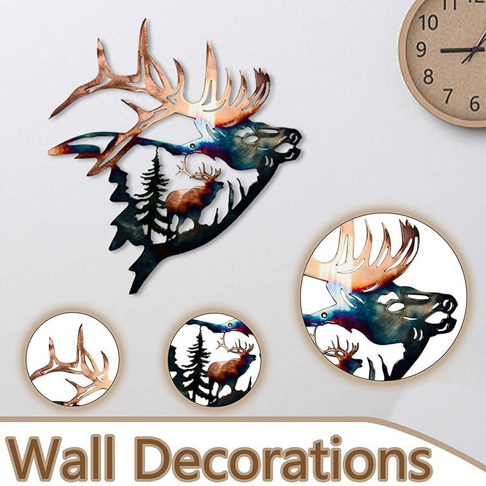 Metal Wall Decor, Deer Metal Wall Art Sculpture Silhouette Craft with ...