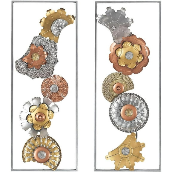 Metal Wall Decor with Frame,Large Gold Lotus Flowers Wall Decor Abstract 3 Dimensional Metal Wall Art Sculpture for Living Room, Dining Room, Study,Entryway