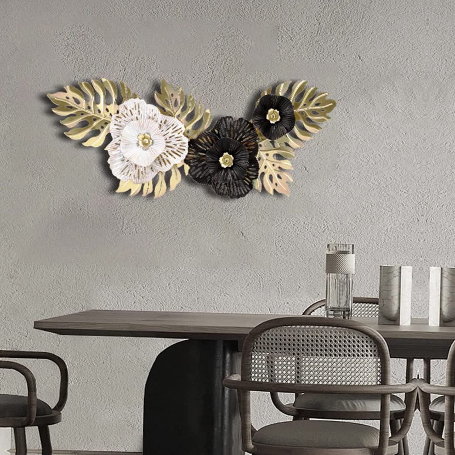Metal Wall Decor Metal Wall Art Hanging Home Living Room Wall Metal Pendant Flower Home Wall Decoration, for Living Room Office Wall Decoration,A