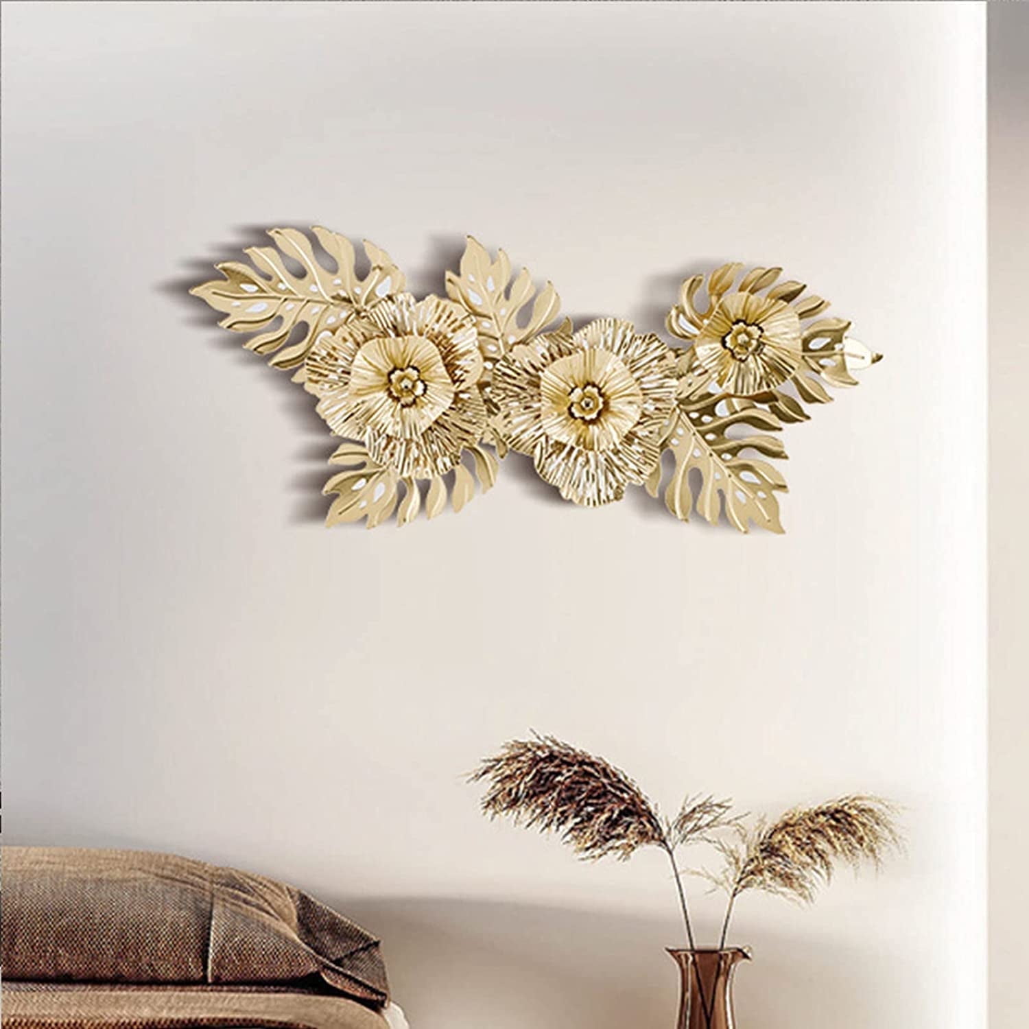 Floral Metal Wall Decor, Unique Sculpture with Carved Leaves ...