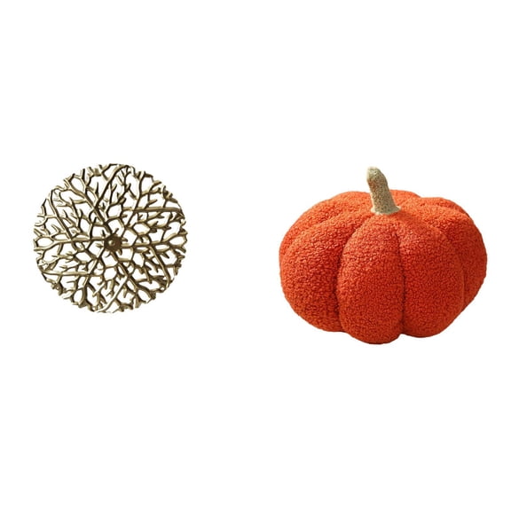 Metal Wall Decor Sculpture Pumpkin Pillow Plush Design for Bedroom Living Room Office Sofa Decoration