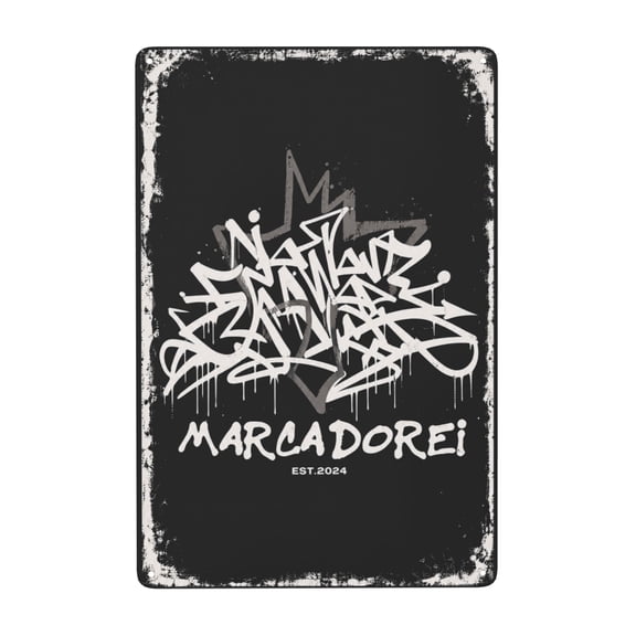 Metal Wall Decor Sign with Street Art Graffiti Style - Rustic Vintage Black and White Design for Indoor/Outdoor Use - Easy Hanging with Pre-Drilled Holes - 8x12 Inch Iron Art Poster